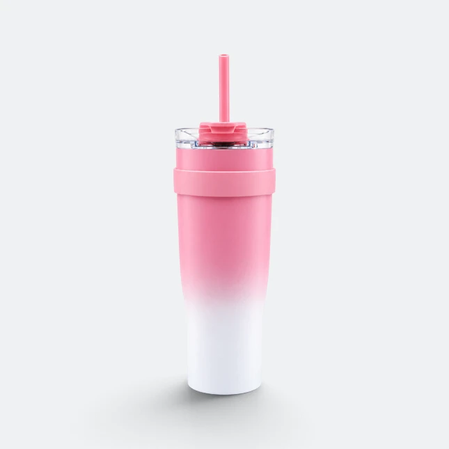 GMG2207 Venti Vacuum Tumbler with Handle and Straw Pink With Straw Gmg2207 venti vacuum tumbler with handle and straw pink with straw view, thermal flask corporate gift malaysia with logo printing