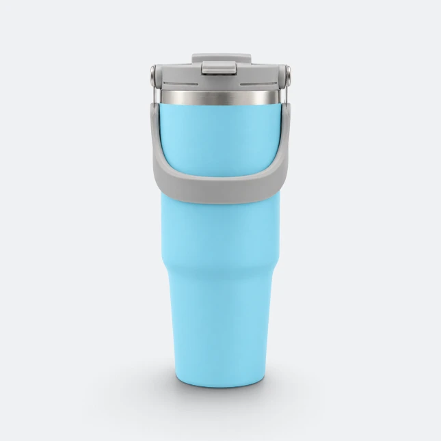 Gmg2210 tallo vacuum tumbler with carry handle sea blue view, thermal flask corporate gift malaysia with logo printing
