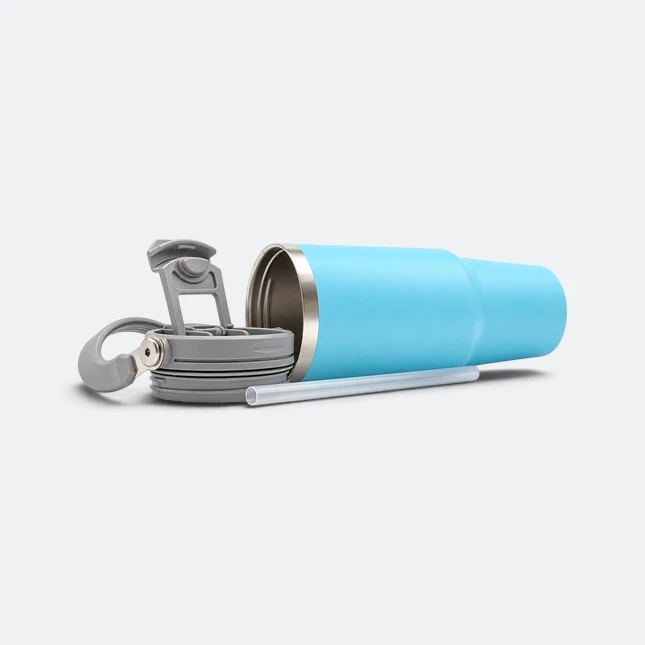 Gmg2210 tallo vacuum tumbler with carry handle sea blue parts view, thermal flask corporate gift malaysia with logo printing