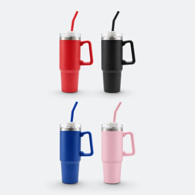 Gmg2211 mega vacuum tumbler with handle and straw all colours view, thermal flask corporate gift malaysia with logo printing