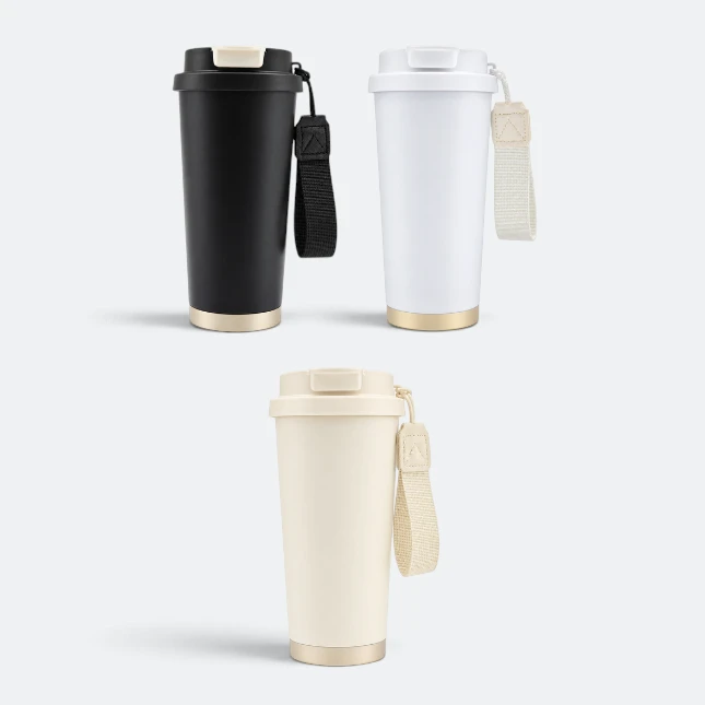 Gmg2212 latte double wall auto mug with strap all colours view, thermal flask corporate gift malaysia with logo printing