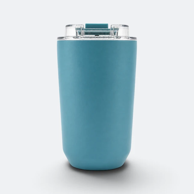 Gmg2213 brew vacuum coffee mug turquoise angle view, thermal flask corporate gift malaysia with logo printing