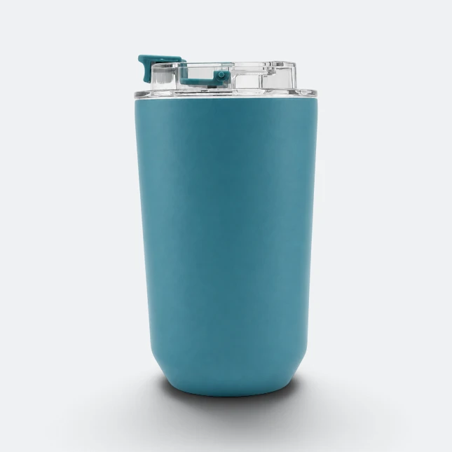 Gmg2213 brew vacuum coffee mug turquoise side view, thermal flask corporate gift malaysia with logo printing