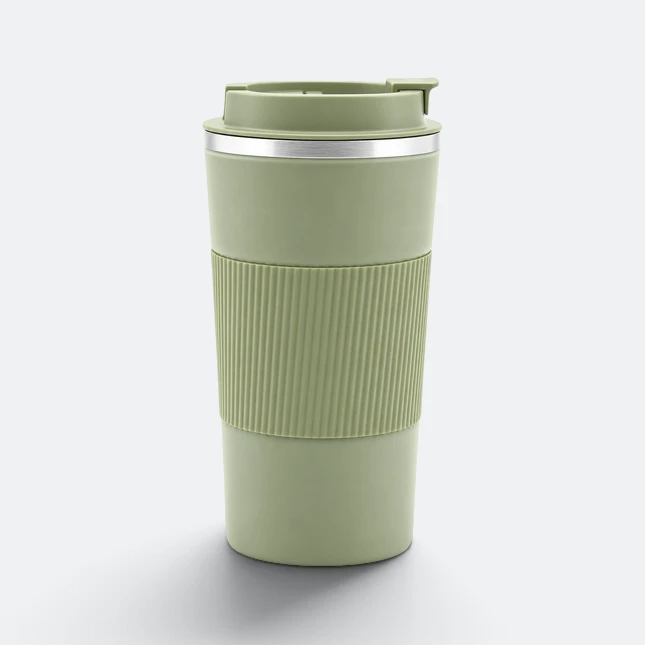GMG2214 Sleevo Vacuum Coffee Tumbler with Grip Green Side Gmg2214 sleevo vacuum coffee tumbler with grip green side view, thermal flask corporate gift malaysia with logo printing