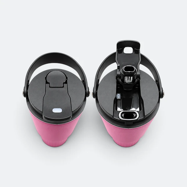 Gmg2215 loopa vacuum tumbler with carry loop magenta lid detail view, thermal flask corporate gift malaysia with logo printing