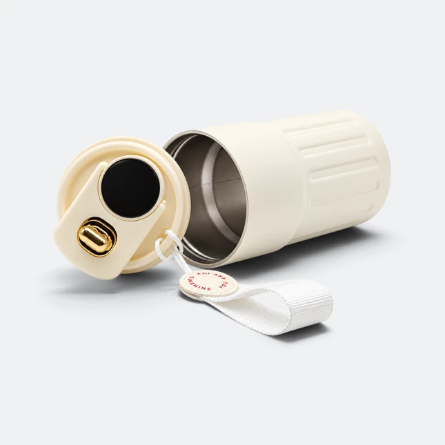 Gmg2216 ridge led temperature vacuum tumbler beige parts view, thermal flask corporate gift malaysia with logo printing