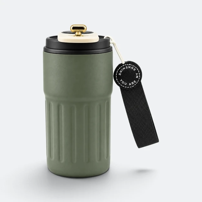 Gmg2216 ridge led temperature vacuum tumbler green view, thermal flask corporate gift malaysia with logo printing