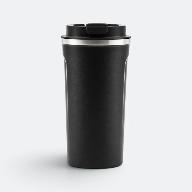 Gmg2217 plaino vacuum coffee tumbler black view, thermal flask corporate gift malaysia with logo printing