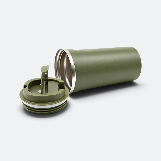 Gmg2217 plaino vacuum coffee tumbler army green parts view, thermal flask corporate gift malaysia with logo printing