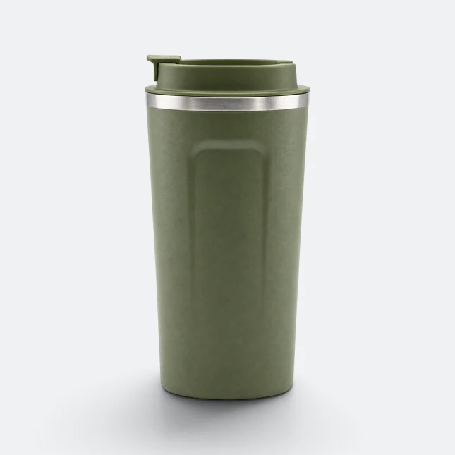 Gmg2217 plaino vacuum coffee tumbler army green side view, thermal flask corporate gift malaysia with logo printing