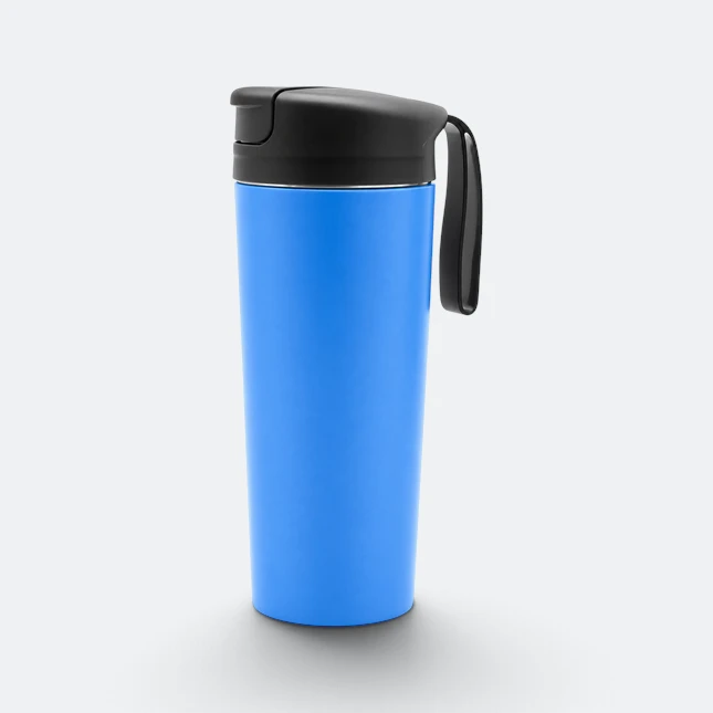 Gmg2219 hooky vacuum suction mug with handle lid royal blue angle view, thermal flask corporate gift malaysia with logo printing
