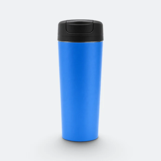 Gmg2219 hooky vacuum suction mug with handle lid royal blue side view, thermal flask corporate gift malaysia with logo printing