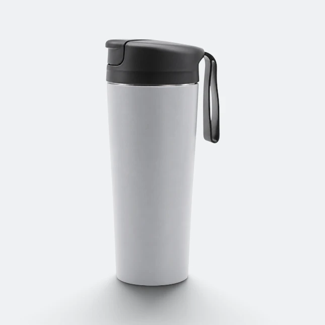 Gmg2219 hooky vacuum suction mug with handle lid grey view, thermal flask corporate gift malaysia with logo printing