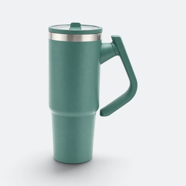 Gmg2221 jumbo vacuum tumbler with handle army green view, thermal flask corporate gift malaysia with logo printing