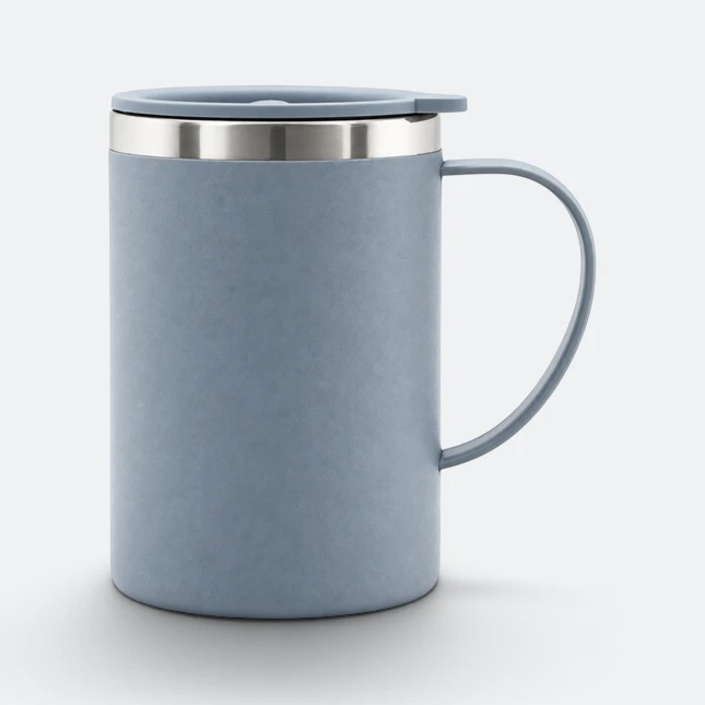 Gmg2223 mugga stainless steel office mug with lid grey view, thermal flask corporate gift malaysia with logo printing
