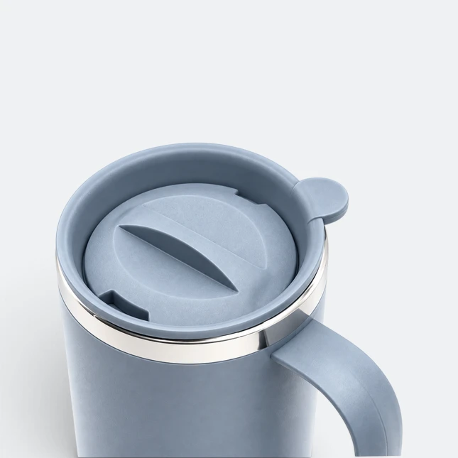 Gmg2223 mugga stainless steel office mug with lid grey lid view, thermal flask corporate gift malaysia with logo printing