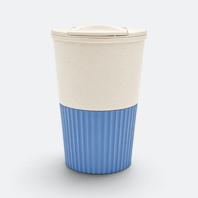 Gmg2224 wheatly wheat fibre cup with lid royal blue side view, plastic drinkware corporate gift malaysia with logo printing