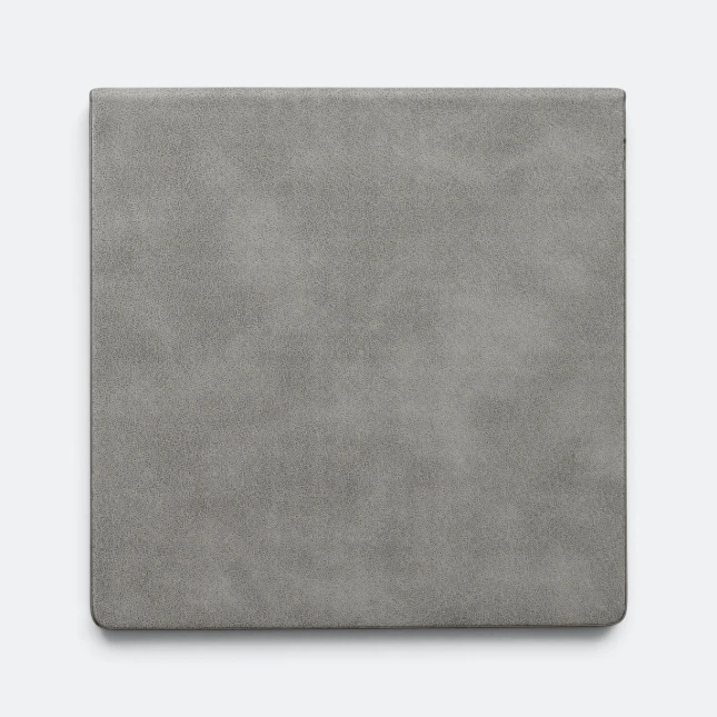 Gmg2225 grainy pu leather square coaster set grey front view, coaster corporate gift malaysia with logo printing
