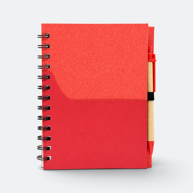 Gmg3247 wavy eco notepad with pen red view, eco notepad corporate gift malaysia with logo printing