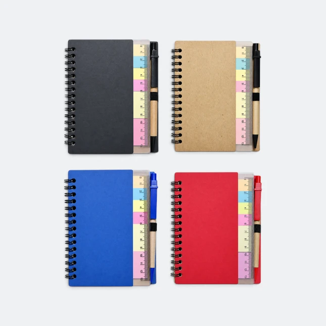 Gmg3250 tabby eco notepad with pen and sticky notes all colours view, eco notepad corporate gift malaysia with logo printing