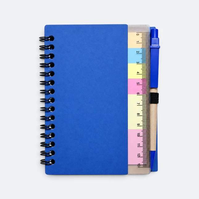 Gmg3250 tabby eco notepad with pen and sticky notes royal blue view, eco notepad corporate gift malaysia with logo printing