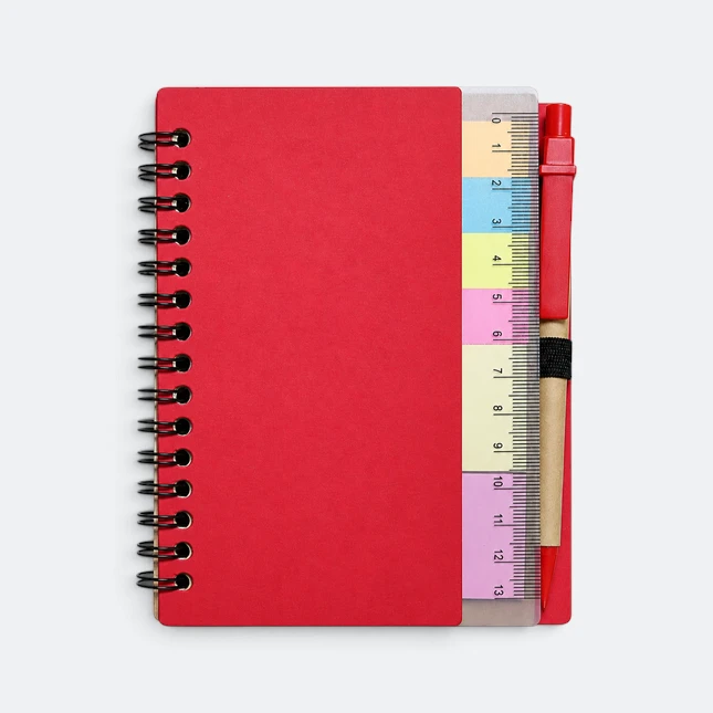 Gmg3250 tabby eco notepad with pen and sticky notes red view, eco notepad corporate gift malaysia with logo printing