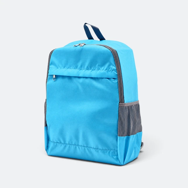 Gmg4231 packa foldable backpack 3 compartment sea blue view, backpack corporate gift malaysia with logo printing