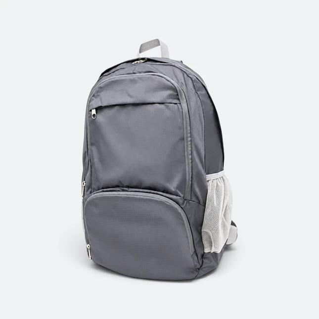 Gmg4233 tuckit foldable backpack 4 compartment grey view, backpack corporate gift malaysia with logo printing