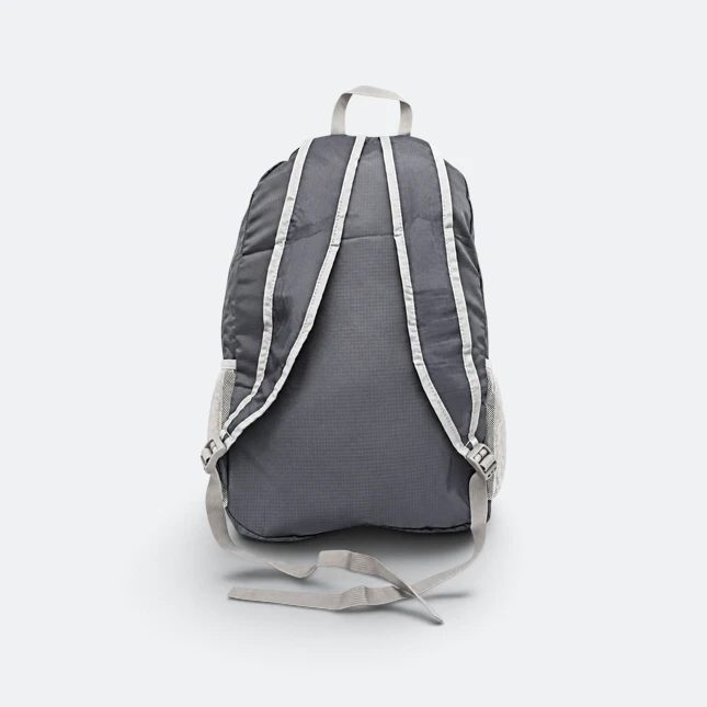 Gmg4233 tuckit foldable backpack 4 compartment grey back view, backpack corporate gift malaysia with logo printing