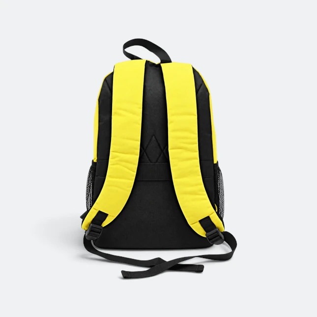 Gmg4234 strider nylon backpack 3 compartment yellow back view, backpack corporate gift malaysia with logo printing