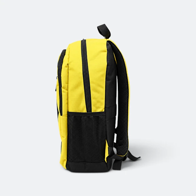 Gmg4234 strider nylon backpack 3 compartment yellow side view, backpack corporate gift malaysia with logo printing
