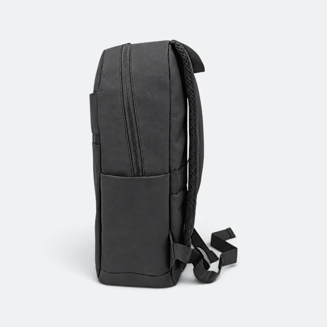 Gmg4235 everly pu leather backpack black side view, backpack corporate gift malaysia with logo printing