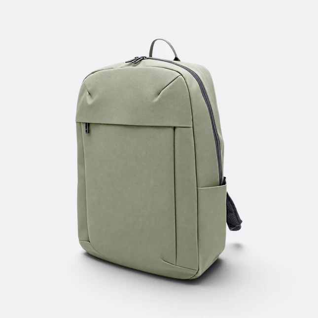 Gmg4236 hazel pu leather laptop backpack army green view, backpack corporate gift malaysia with logo printing
