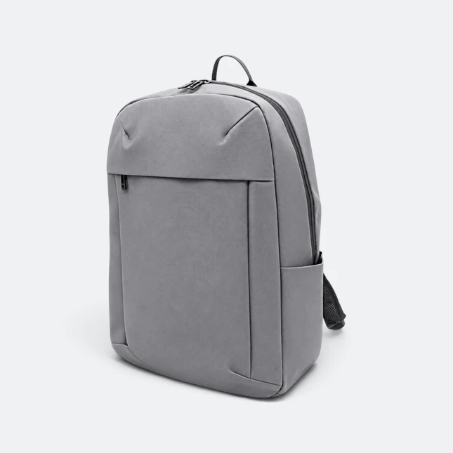 Gmg4236 hazel pu leather laptop backpack grey view, backpack corporate gift malaysia with logo printing