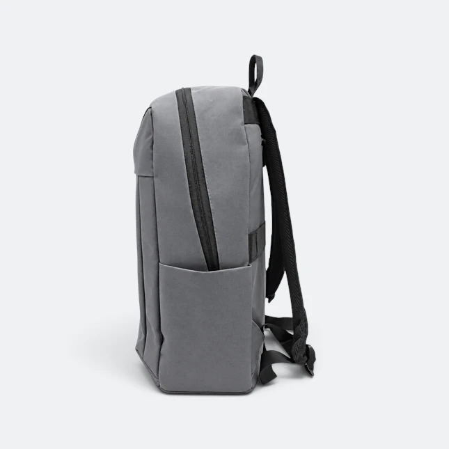 Gmg4236 hazel pu leather laptop backpack grey side view, backpack corporate gift malaysia with logo printing