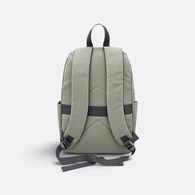 Gmg4237 logan pu leather office backpack army green back view, backpack corporate gift malaysia with logo printing