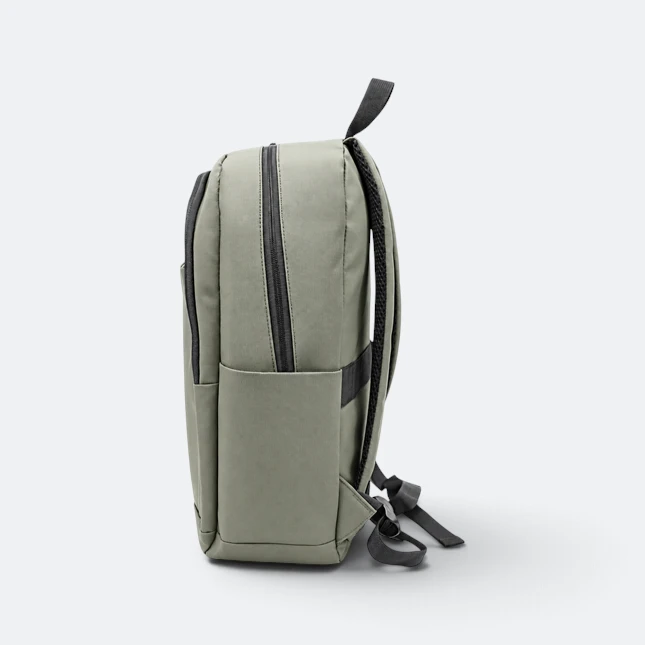 Gmg4237 logan pu leather office backpack army green side view, backpack corporate gift malaysia with logo printing