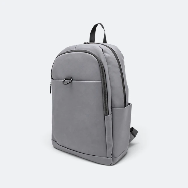 Gmg4237 logan pu leather office backpack grey view, backpack corporate gift malaysia with logo printing