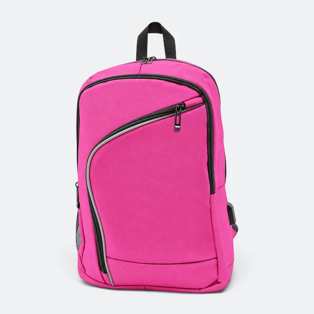Gmg4238 zephyr silk fabric diagonal zip backpack magenta view, backpack corporate gift malaysia with logo printing