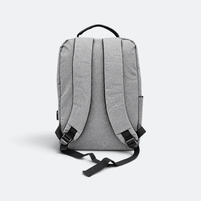 Gmg4239 expandra laptop backpack 3 compartment grey back view, laptop bag corporate gift malaysia with logo printing