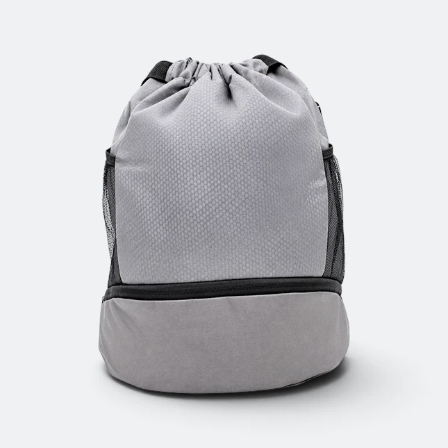 Gmg4241 dometto jacquard drawstring bag with base grey view, drawstring bag corporate gift malaysia with logo printing