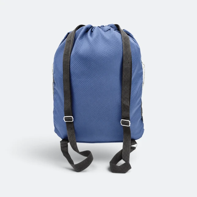 Gmg4241 dometto jacquard drawstring bag with base navy blue back view, drawstring bag corporate gift malaysia with logo printing