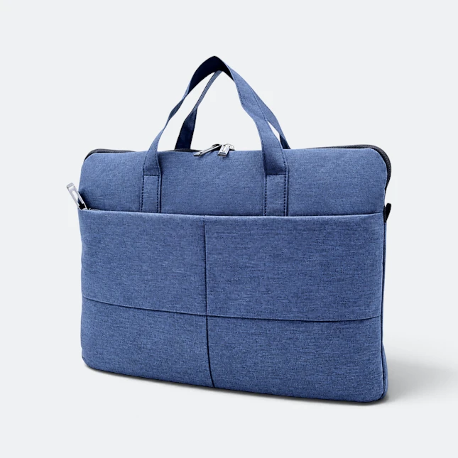 Gmg4244 dossier nylon laptop carry bag 15" navy blue front view, laptop bag corporate gift malaysia with logo printing