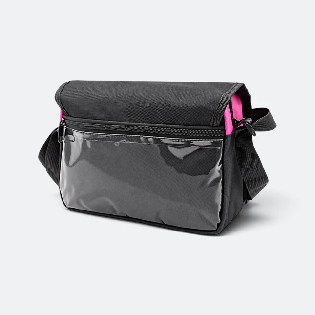 Gmg4245 flapp nylon shoulder sling bag black open flap view, sling bag corporate gift malaysia with logo printing