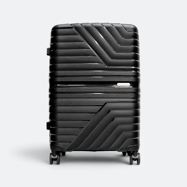 Gmg4246 voyago chevron hard luggage 24" black view, travel bag corporate gift malaysia with logo printing