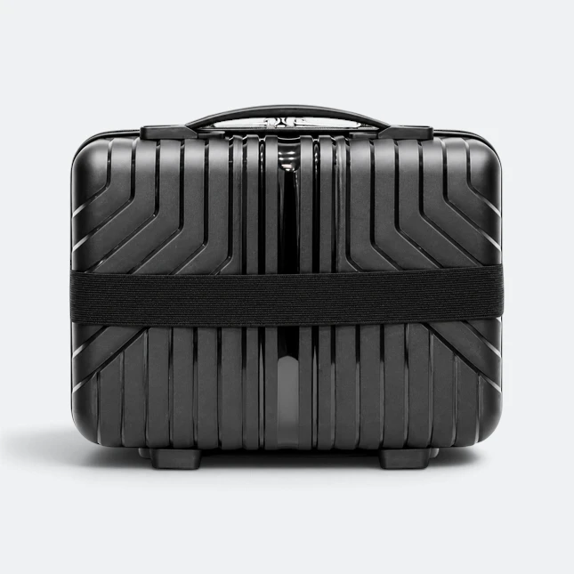 Gmg4248 voyago chevron vanity case 14" black front view, travel bag corporate gift malaysia with logo printing