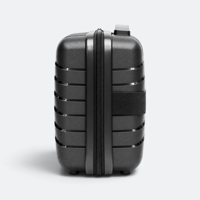 Gmg4248 voyago chevron vanity case 14" black side view, travel bag corporate gift malaysia with logo printing