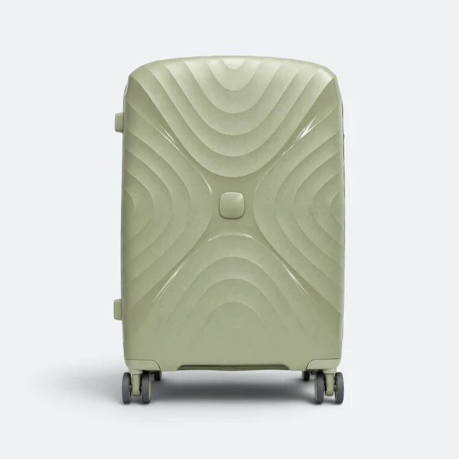Gmg4253 orbita curve hard luggage 20" army green angle view, travel bag corporate gift malaysia with logo printing