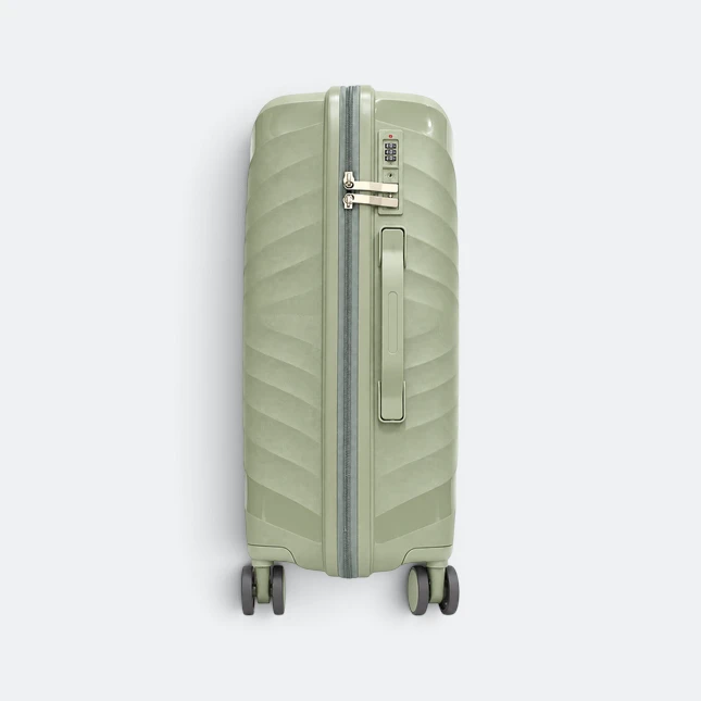 Gmg4253 orbita curve hard luggage 20" army green side view, travel bag corporate gift malaysia with logo printing