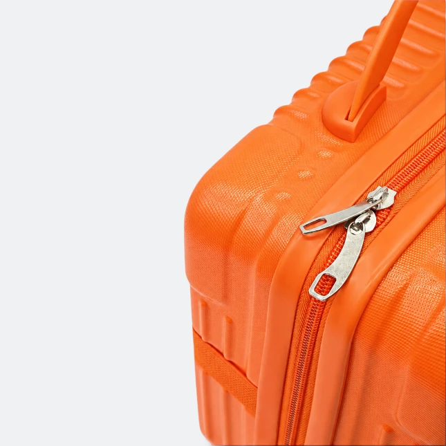 Gmg4254 orbita vanity case 14" orange corner detail view, travel bag corporate gift malaysia with logo printing